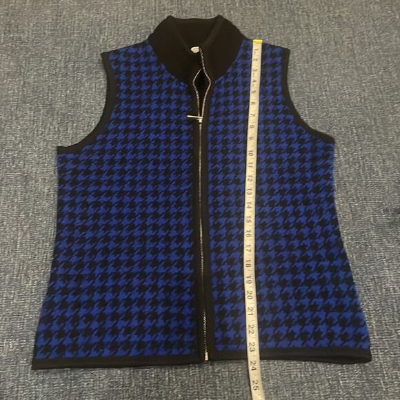 KEREN hart blue and black houndstooth wool full-zip vest size medium - Picture 4 of 6